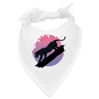 Schwarzer Tier-Panther aus dem Dschungel - Bandana - Weiß - Vorne