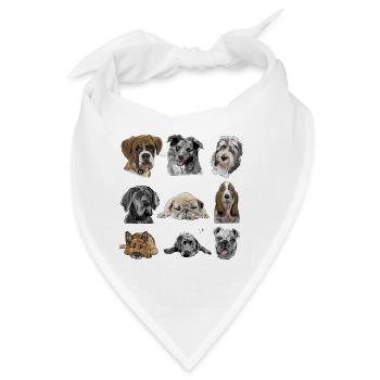 Dog Chien Hund Dogs Chiens Hunde - Bandana - Weiß - Vorne