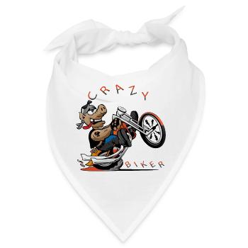 Wilder Hund Biker Cartoon - Bandana - Weiß - Vorne