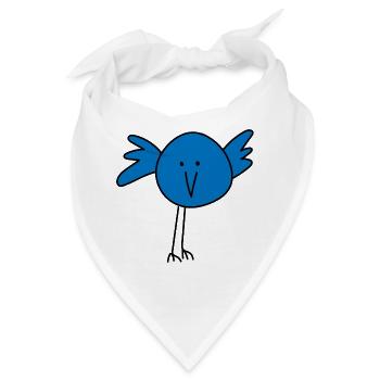 Verspieltes Vogelgesicht mit Blauem Akzent - Bandana - Weiß - Vorne