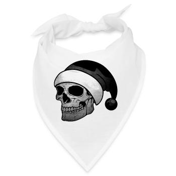 Totenschädel Mann Weihnachten Mütze schwarz weiß - Bandana - Weiß - Vorne