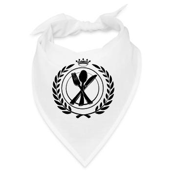 Messergabel und Löffel im Lorbeerkranz gekreuzt - Bandana - Weiß - Vorne