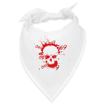 Roter Totenkopf 069 Headshot - Bandana - Weiß - Vorne