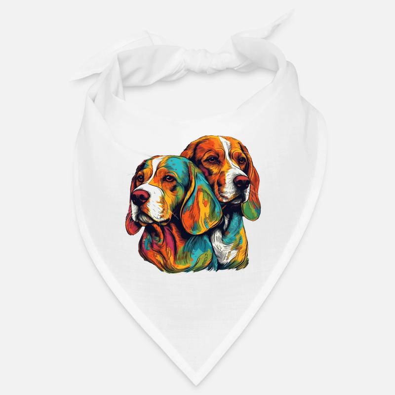 2 farbenfrohe Beagle Bandana