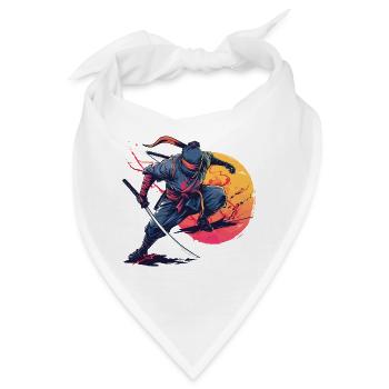 Ninja Kämpfer Krieger Shinobi Japan Schwert Katana - Bandana - Weiß - Vorne