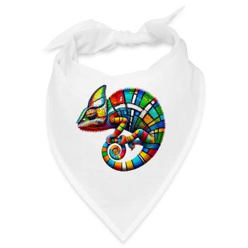 Chamäleon Mondrian - Bandana - Weiß - Vorne