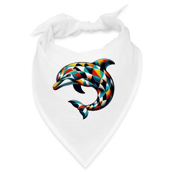 Harlekin-Delfin - Bandana - Weiß - Vorne