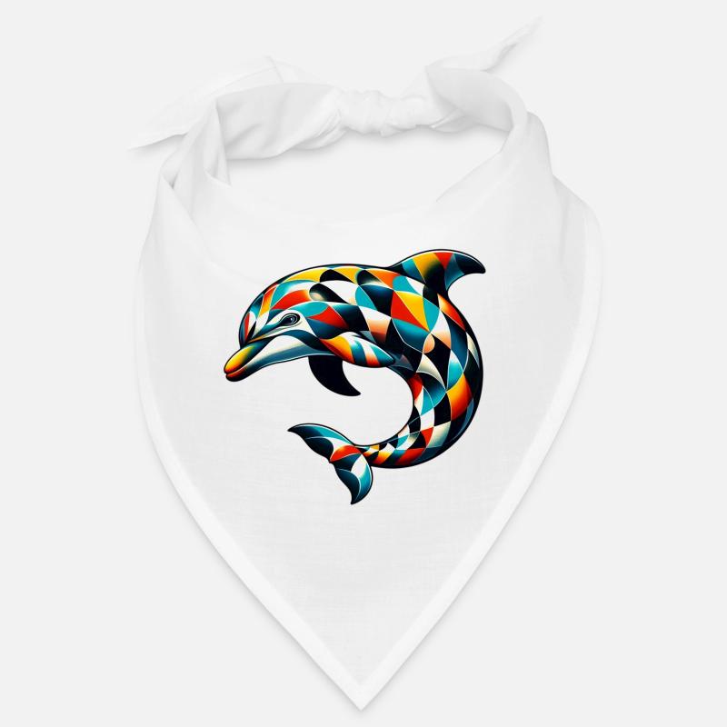 Harlekin-Delfin - Bandana - Weiß