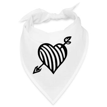 Herz mit Pfeil – Für Romantiker und Spaßvögel - Bandana - Weiß - Vorne