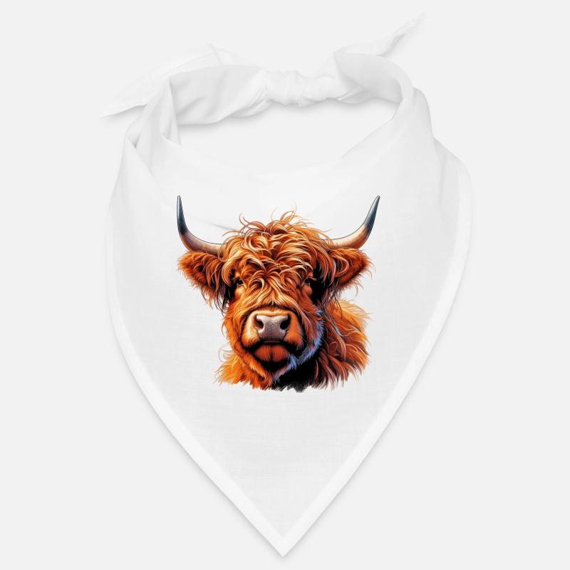 Vache écossaise des Highlands - Bandana - blanc