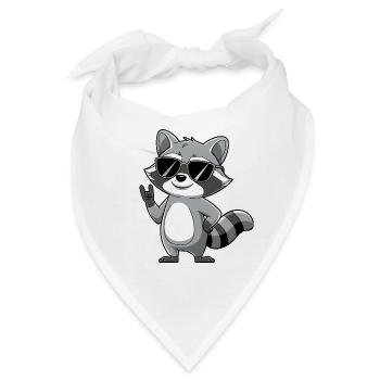 Waschbär mit Rock Pose Raccoon Rock Musik Musiker - Bandana - Weiß - Vorne