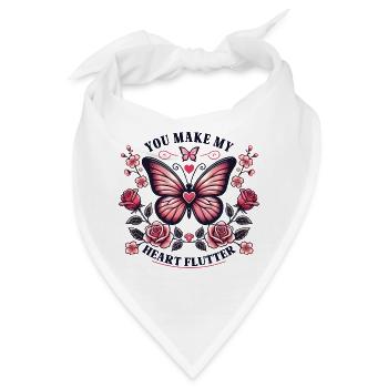 You make my heart flutter - Romantischer Schmetter - Bandana - Weiß - Vorne