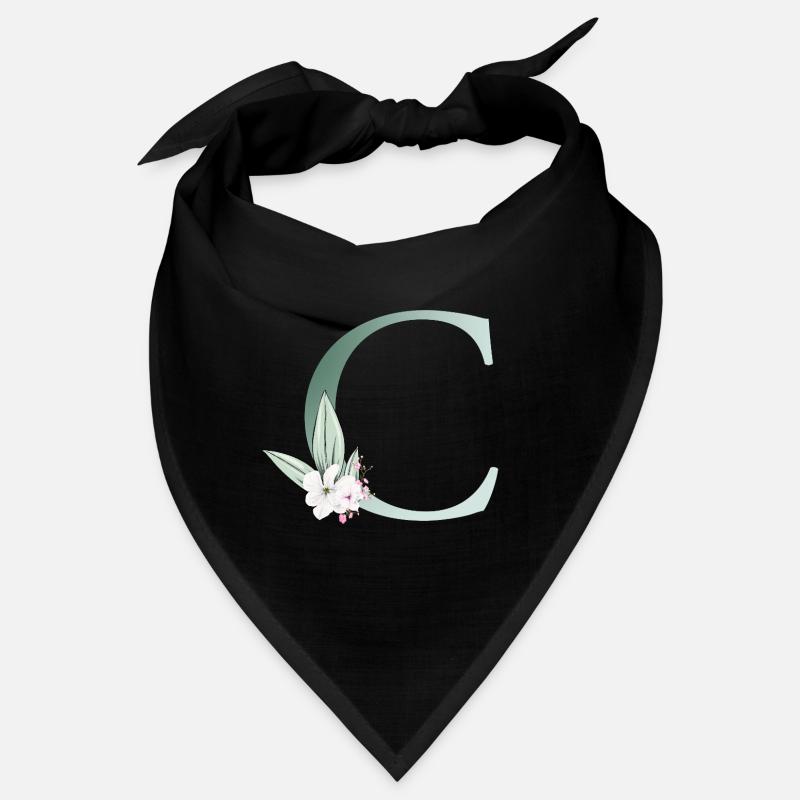 C Monogram, Floral, Customizable Bandana