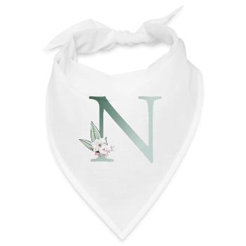 N Monogramm, Floral, personalisierbar - Bandana - Weiß - Vorne