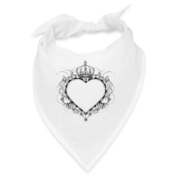Elegantes Herz mit Krone & Ornamenten - Bandana - Weiß - Vorne
