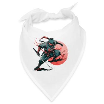 Ninja Kämpfer Krieger Shinobi Japan Schwert Katana - Bandana - Weiß - Vorne