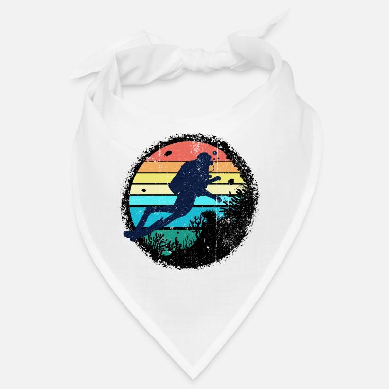 Silhouette de plongeur sous-marin avec coucher de soleil arc-en-ciel Bandana