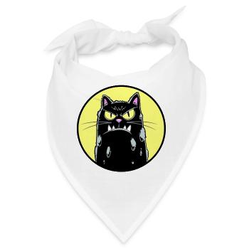 Schwarze Katze - Bandana - Weiß - Vorne