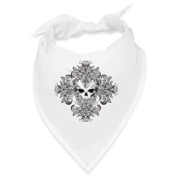 Verziertes Totenkopf-Ornament mit Gothic-Flair - Bandana - Weiß - Vorne