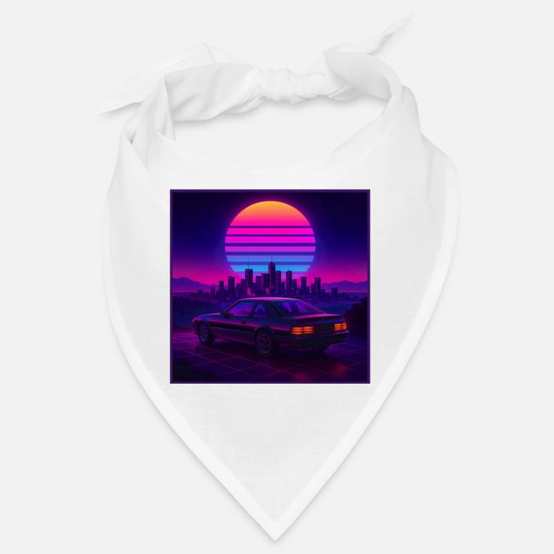 Neon Outrun Sunset Auto – Retro Synthwave Bandana