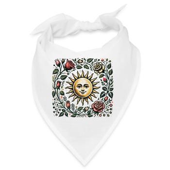 Sonne und florale botanische Illustration - Bandana - Weiß - Vorne