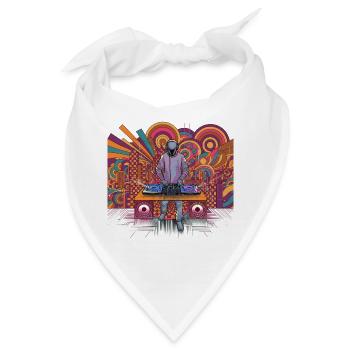 Futuristischer DJ im psychedelischen Hintergrund - Bandana - Weiß - Vorne