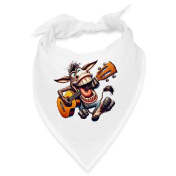 Lustiger Esel Mit Gitarre Cartoon Musiker - Bandana - Weiß - Vorne