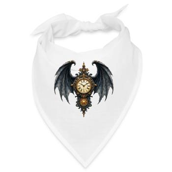 Ornamentale gotische geflügelte Uhr - Bandana - Weiß - Vorne