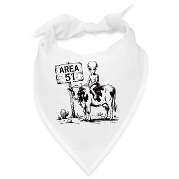 Lustige Area 51 Alien UFO Reitkuh - Bandana - Weiß - Vorne