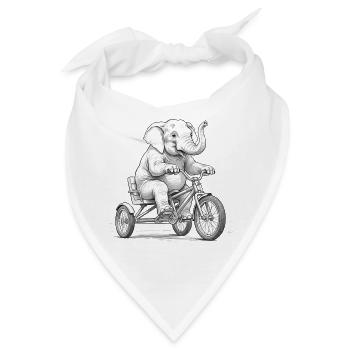Elefant auf einem Dreirad - Bandana - Weiß - Vorne