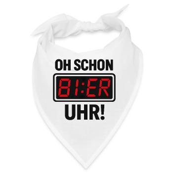 Lustiges Bier-Uhr Spruchmotiv - Bandana - Weiß - Vorne