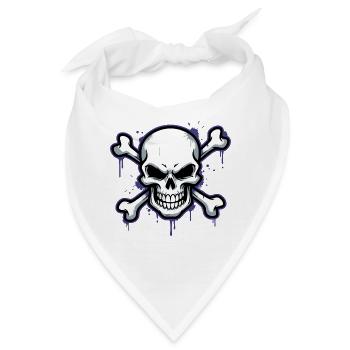Düsterer Skull mit Knochen - Bandana - Weiß - Vorne
