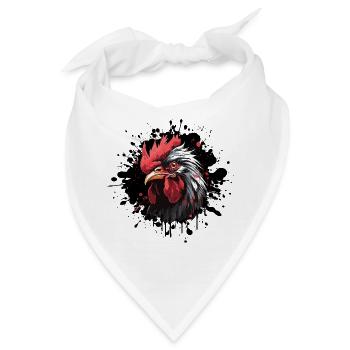 Blutroter Hahnenkopf Splatter - Bandana - Weiß - Vorne