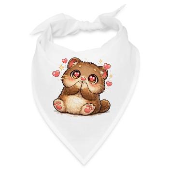 Kawaii-Kätzchen Herzaugen - Bandana - Weiß - Vorne