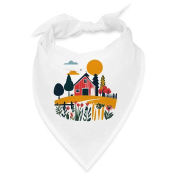 Rote Scheune im Sommerfeld Bauernhof Motiv - Bandana - Weiß - Vorne