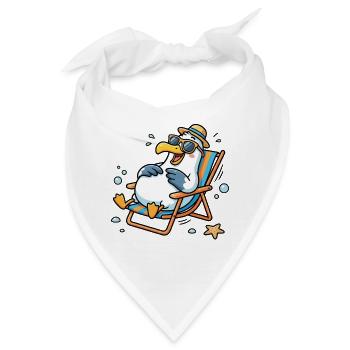 Relaxte Möwe am Strand - Bandana - Weiß - Vorne