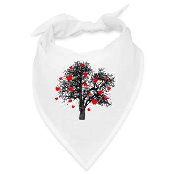 Rote Herzen Baum mit Herzen - Bandana - Weiß - Vorne