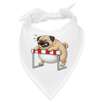 Mops über Hürde ironisch Hürdenlauf Spruch - Bandana - Weiß - Vorne