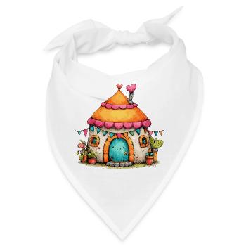 Pilzhäuschen mit Girlanden - Bandana - Weiß - Vorne