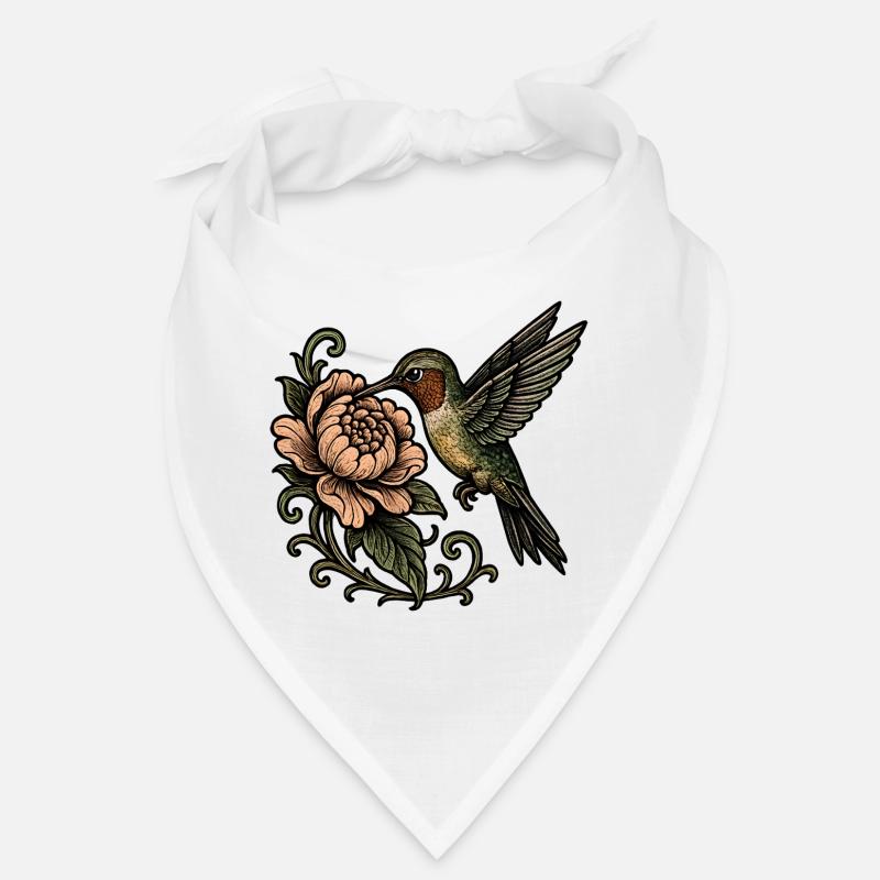 Colibri avec un tatouage vintage rose Bandana