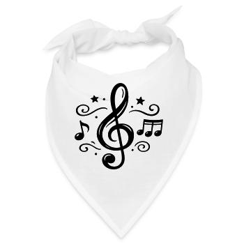 Notenschlüssel Musiknoten - Bandana - Weiß - Vorne