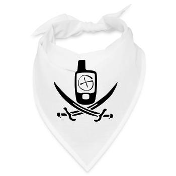 Geocaching Piratenflagge - Bandana - Weiß - Vorne