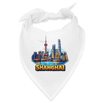 Shanghai Skyline Illustration - Bandana - Weiß - Vorne