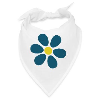 blaue Blume Blumen dunkelblau Blüte  - Bandana - Weiß - Vorne