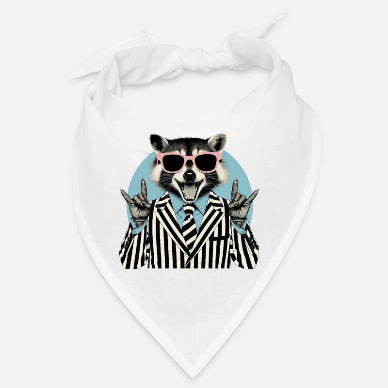 Raton laveur berçant en costume rayé - Bandana - blanc