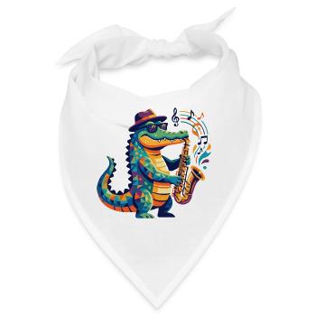 Jazz Alligator Saxophon Kroko Musiker Kinder Motiv - Bandana - Weiß - Vorne