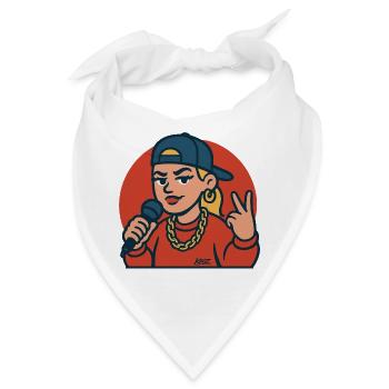 Rap-Diva mit Mikrofon - Bandana - Weiß - Vorne