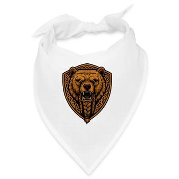 Braunbär im Schild mit Zopf - Bandana - Weiß - Vorne