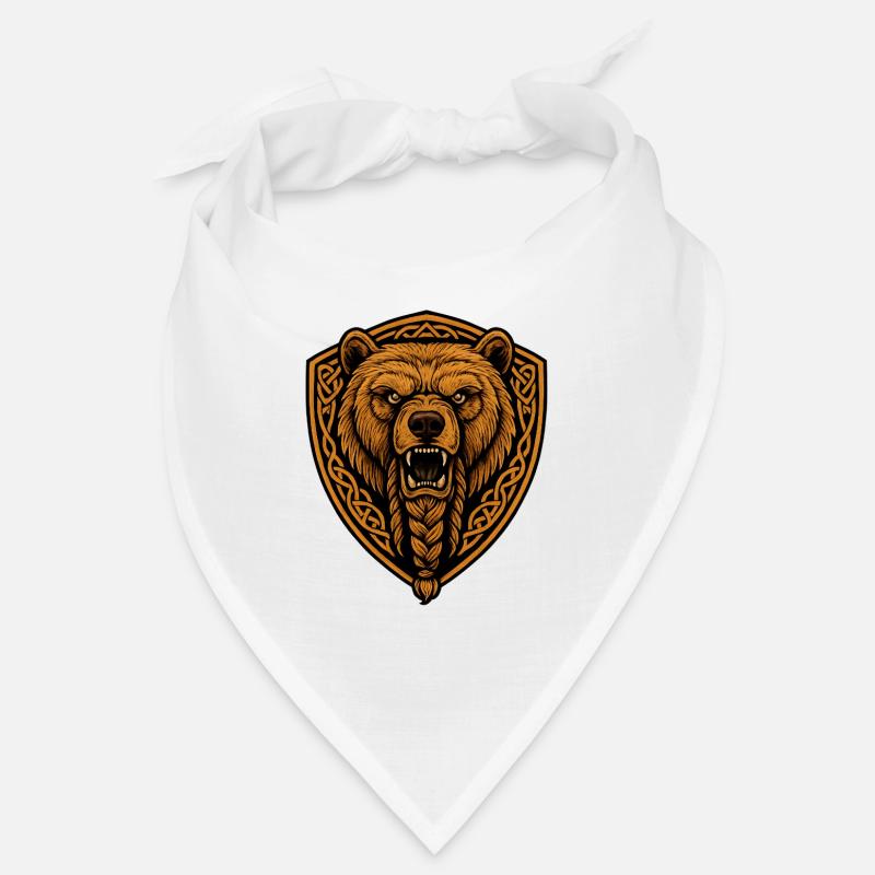 Brown bear in shield with braid Bandana