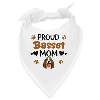 Stolze Basset Mutter, Basset Hound - Bandana - Weiß - Vorne